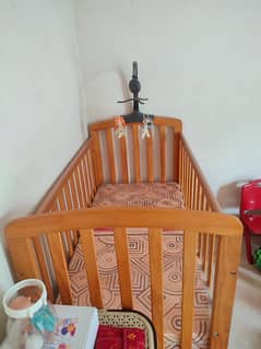 100% PINE WOOD BABY COT.