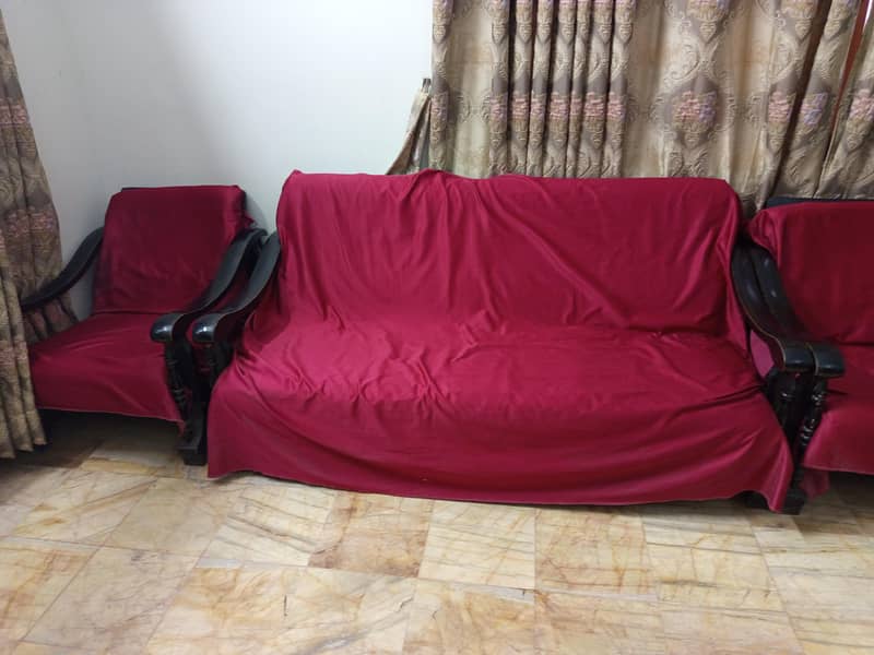 wood Sofa Set  7 seated With Table 0