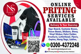 Printing services, boxes, stickers, note pad, flyer, envelope, diaries
