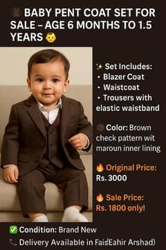 Baby boy pent coat  brand new  condition
