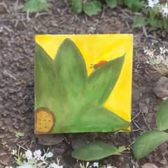 Handmade Acrylic Canvas Painting | Nature & Ladybug Art