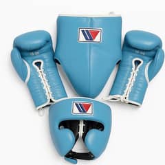 Leather Boxing Kit_16zo Gloves Headgear&Groin Guard