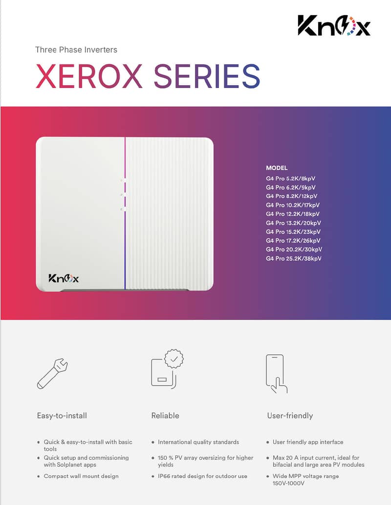 knox Xerox G4 Pro Series ongrid inverters 10kw, ip66 solar inverter 0