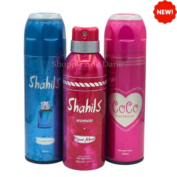 Shahils Body Spray Deodorants Set of 3 Large 200ml Bottles for Men and Women - Coco Lucky Fragrance, Unisex Scent for Gifting on Any Occasion