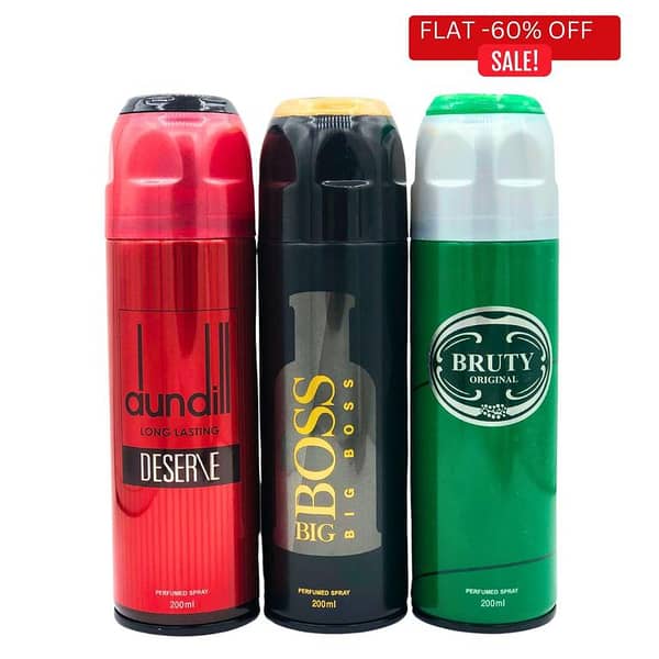 Body Spray Pack of 3 | Big Bottle 200ml Deodorants Body Spray BRUTY FRESHRITE |BIGBOSS BLACK | DUNDILL DESERVE Body Spray For Men & Women |Boys and Girls Body Spray For Value Budget Whole Sale Pack for Gift Fresh Scent Imported Quality Pay Less Buy More