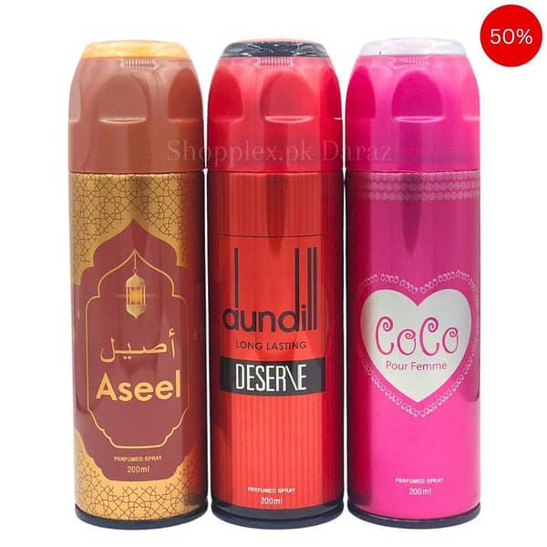 Body Spray Pack of 3 For Men Gift | Big Bottle 200ml ASEEL | Dundill Red | COCO by FRESHRITE Value Budget pack For Men & Women Gents and Ladies Deodorants Body Spray Imported High Quality By Lucky Long Lasting Women And Men Gift Whole Sale Gifting