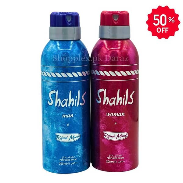 Body Spray Perfumed Pack of 2 Big Bottle 200ml Gifting Set Wow Shahils Blue For Men and Shahils For Women Lucky Brand Fragrance Fresh Scent Perfumed Body Spray For Men and Women Value Budget Gifting Birthday Anniversary Unisex Body Spray Gifting For All