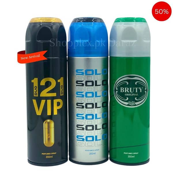 Body Spray Pack of 3 For Men Gift | Big Bottle 200ml ONE2ONEVIP | SOLO | BRUTY by FRESHRITE Value Budget pack For Men & Women Gents and Ladies Deodorants Body Spray Imported High Quality By Lucky Long Lasting Women And Men Gift Whole Sale Gifting