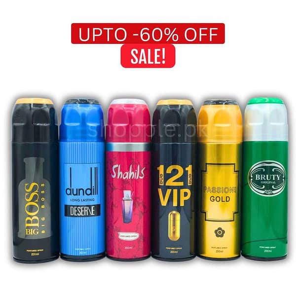 BODY SPRAY 200ML BIG BOTTLE  |BIGBOSS| DUNDILL | SHAHILS | 121VIP | PASSIONATE | BRUTY | DARAHIM | OUD | FOR MEN 200ML VALUE BUDGET PACK OF 6 HIGH IMPORTED QUALITY  BUY 5 GET 1FREE |MEN AND WOMEN DEODORANTS |FRAGRANCES |GIFT SET|PERFUMED| FRESH SCENT|GIFT