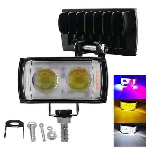 Double Lenses Light With Parking Light (6 Option) Yellow/White And Red/Blue Flasher 12 Volt Premium Quality (Water Proof 100%)