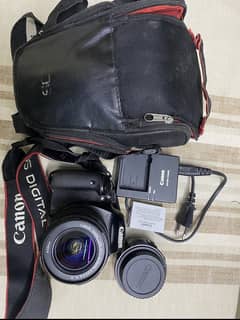 CANON 600D WITH 1855 lens+55MM LENS+CAMERA BAG+BATTERY & WHOLE KIT