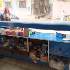 Shop counter and shelves
