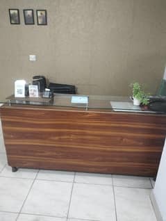 wooden Computer Table with Glass Top/ Reception Counter/ Office Table