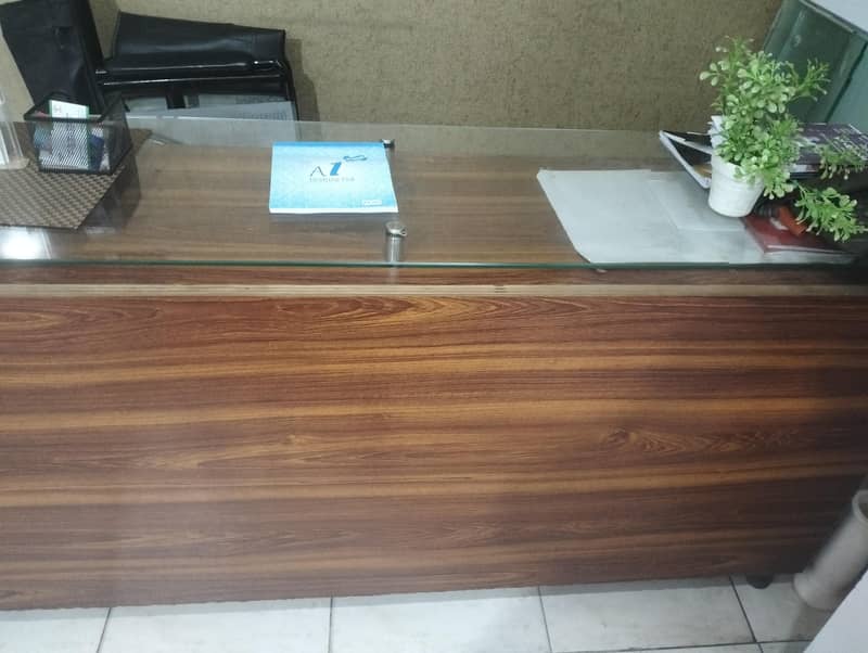 wooden Computer Table with Glass Top/ Reception Counter/ Office Table 5