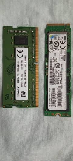 8GB DDR4 Laptop RAM + 512GB Samsung NVMe SSD For Sale