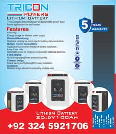 24v-100ah lithium battery available 5 years warranty
