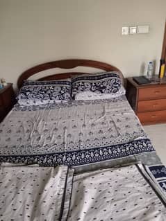 Bed with side tables and mattress for sale