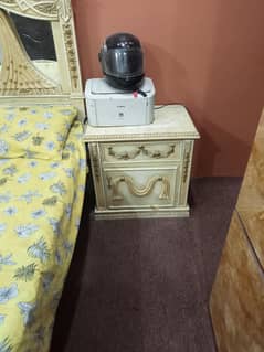 king size bed with mattress,side tables and dressing table