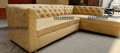 L shape sofa set / Corner sofa set with Brass and Molty foam