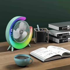 RGB Desktop PORTABLE  floor  mounted fan with light