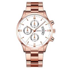 Three eye large dail business men's watch steel band quartz