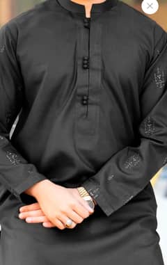 ready made embroidered black suit for men (large size)