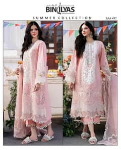 3pcs woman's suig unstiched chikankari embroidery