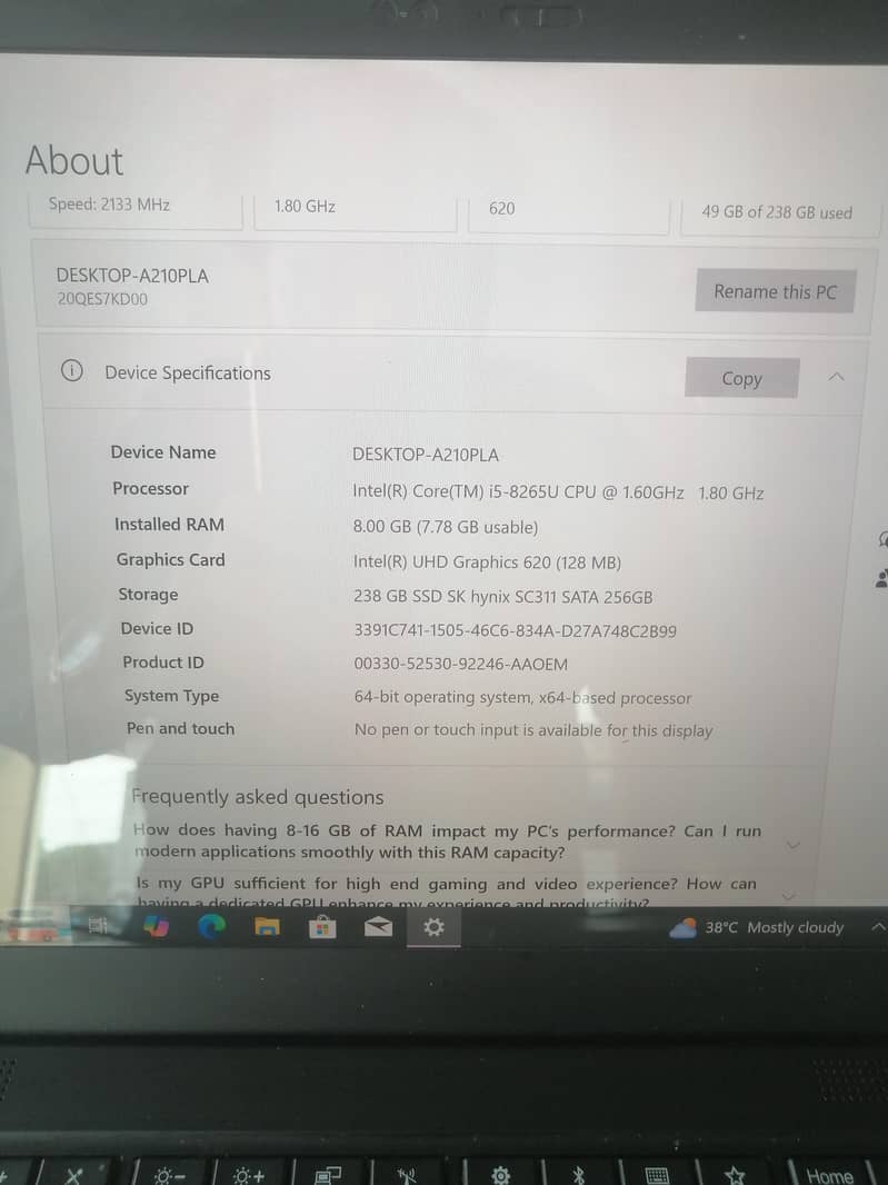 Lenovo Thinkpad X1 Carbon Core i5 8th Generation Laptop /For sale 6