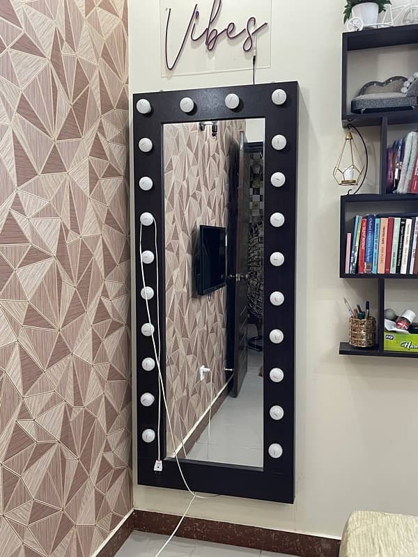 mirror with led lights and shelf 0