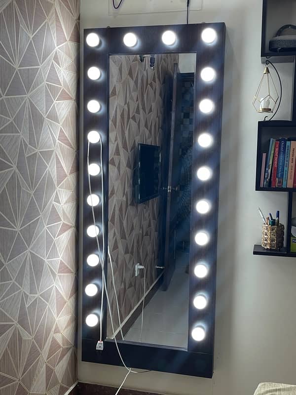 mirror with led lights and shelf 1