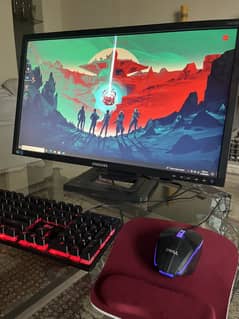 gaming pc setup includes gaming monitor keyboard mouse rgb