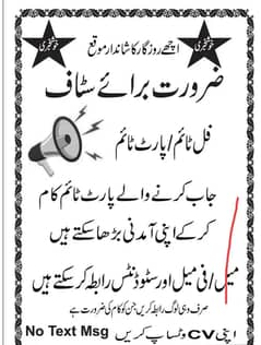 female staff required in Lahore