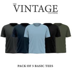 Pack of 5 plain half sleeves Tshirts for Men