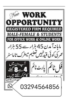 we are hiring staff for office working