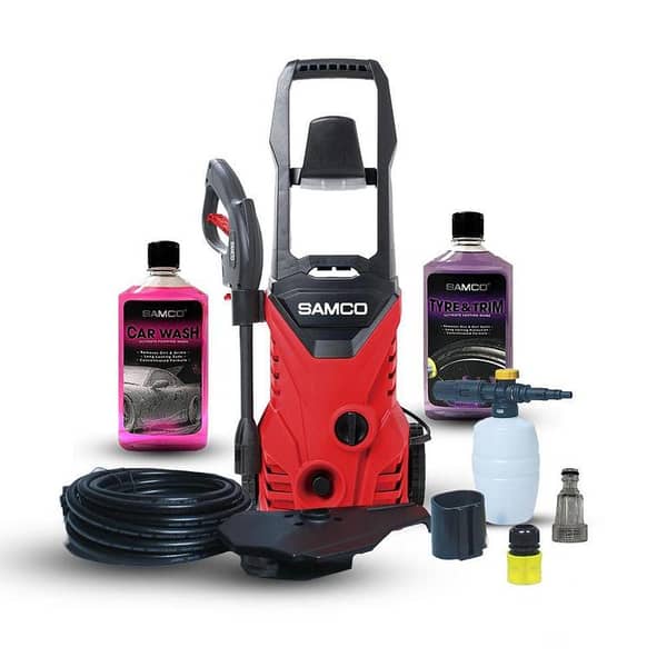 Samco 1600 Watts High Pressure Washer (130 Bar) with Foaming Canon, Foaming Shampoo, and Tyre & Trim Gel