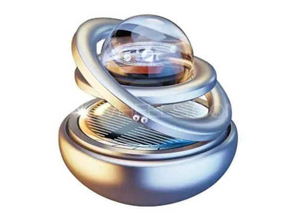 Solar Car Air Freshener Interstellar Crystal Rotating Double-ring - Silver