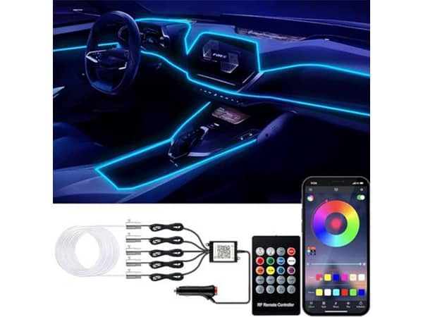 12V Universal LED Strip Ambient Lighting Kit for Car Interiors