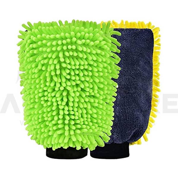 Pack of 2 AutozCare Double-Sided Microfiber Wash Mitts for Car Cleaning