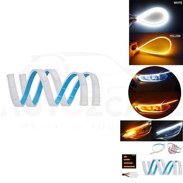 2Pcs Sequential 30CM Slim Amber Flexible | LED DRL Turn Signal Strip Car Headlight