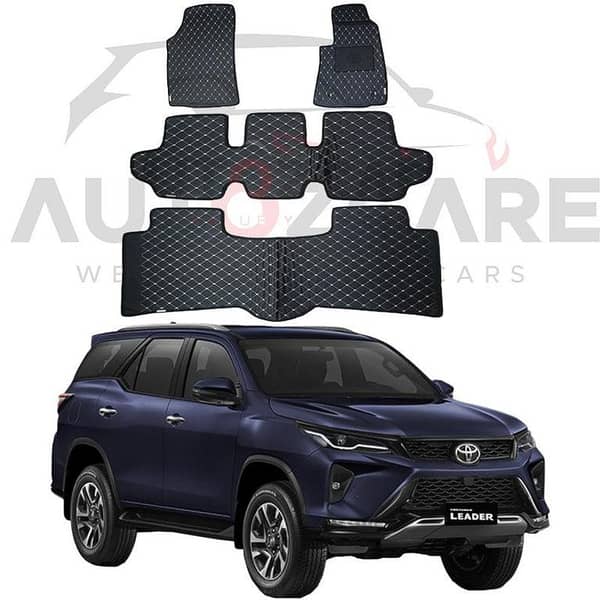 Toyota Fortuner 4-Piece 7D Floor Mat Set (Flat Style) for 2017-2025 Models
