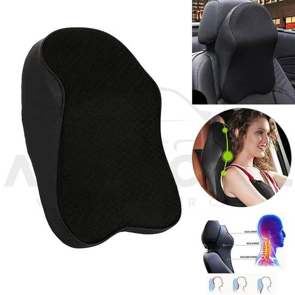 Universal Leather Neckrest Backrest with Mixed Thread for Cars | Breathable Neck Support Cushion