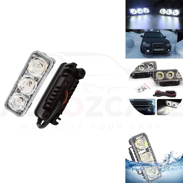 LED Daytime Driving Lights 3-Leds DRL Fog Lmap | Daytime Running Light Kit Universal Fit for Car SUV Sedan Coupe Vehicle Universal