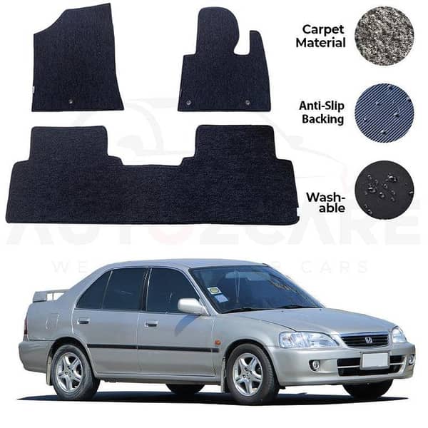 Honda City Carpet Floor Mats Set of 3 - Compatible with 1998-2002 Models