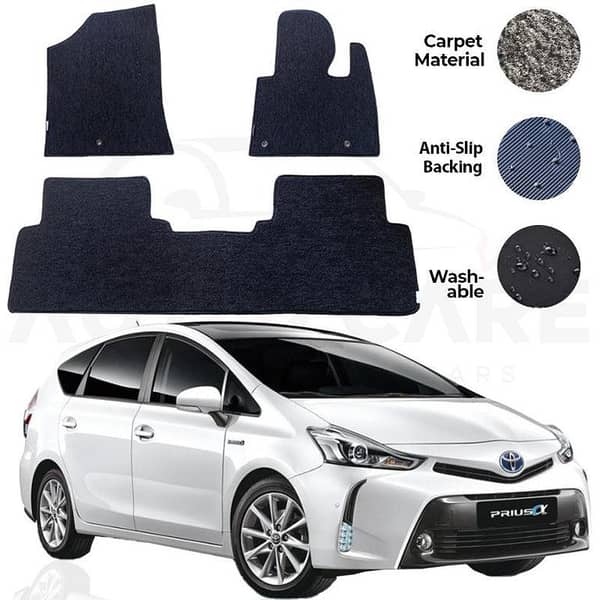 Toyota Prius Alpha 3-Piece Custom Fit Carpet Floor Mats for 2011-2021 Models