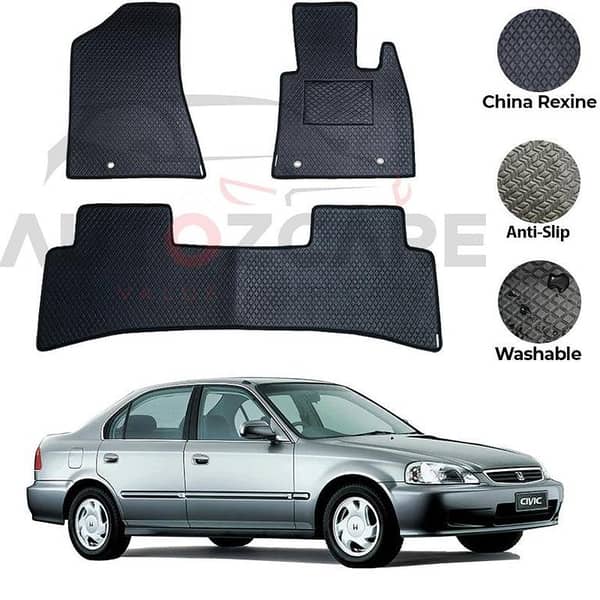 Honda Civic Floor Mats Set of 3 - Rexine Material for 1996-2001 Models