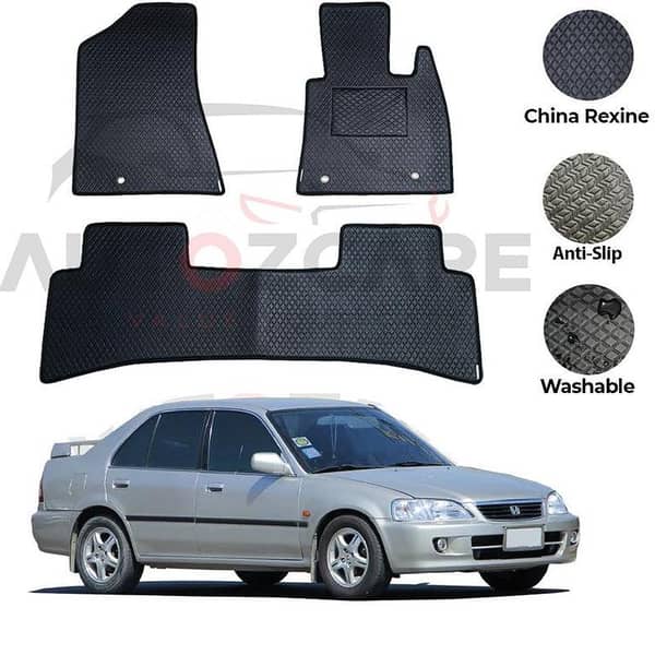 Honda City Floor Mat Set (3 PCS) - Rexine for Models 1998-2002