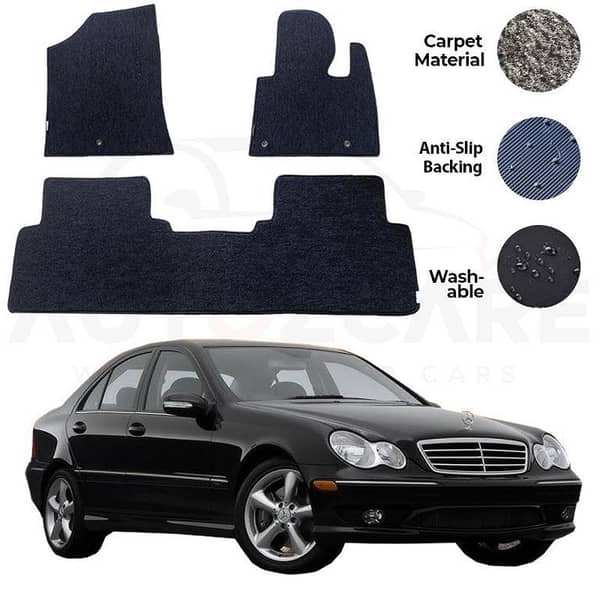 Mercedes C200 Custom Fit Carpet Floor Mats Set of 5 for Model Years 2001-2007