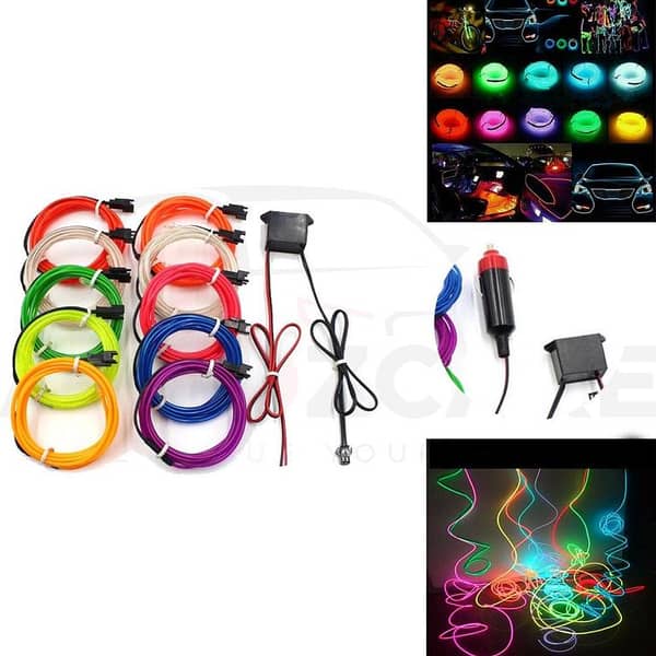 Flexible EL Wire LED Strip for Car Interior Lighting | DIY RGB Neon Decorative Atmosphere Lamp