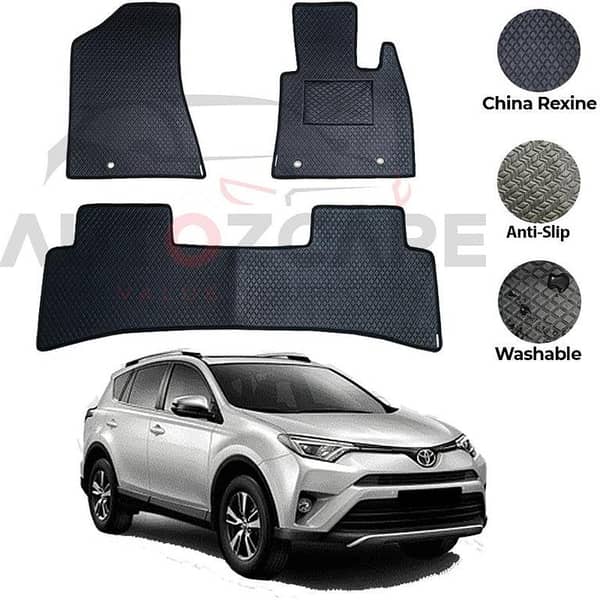 Toyota RAV4 Rexine Floor Mat Set (3 Pieces) for 2005-2018 Models - Durable and Waterproof