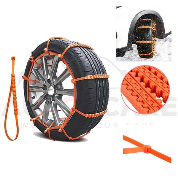 Universal Rubber and Nylon Tire Chains for Enhanced Traction on Snow, Ice, and Mud